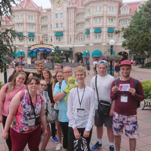 At the entrance to Disneyland Paris
